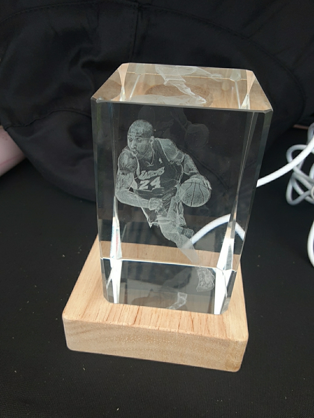 Kobe Bryant Crystal Basketball Laser Etched Sculpture - Clear